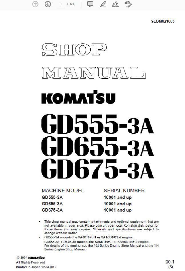 Tài liệu hướng dẫn sửa chữa xe bang Komatsu SEBM020908 Shop Manual